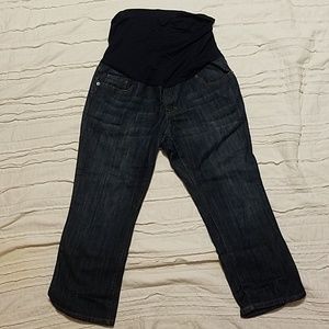 Denim maternity capris w belly band